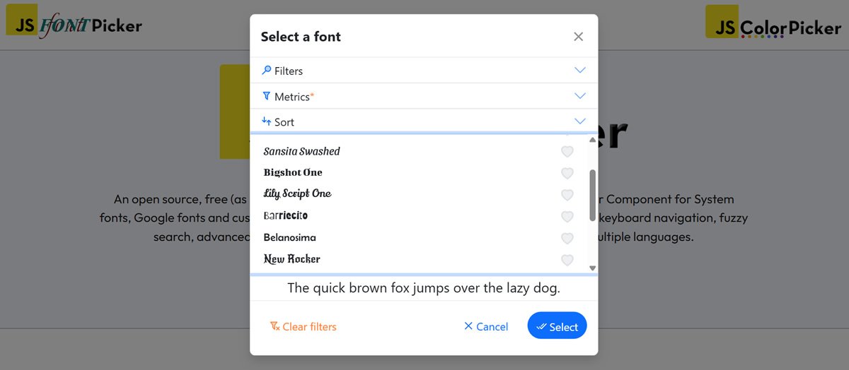 Javascript Font Picker
